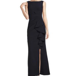 Eliza J Black Cascading Ruffle Gown